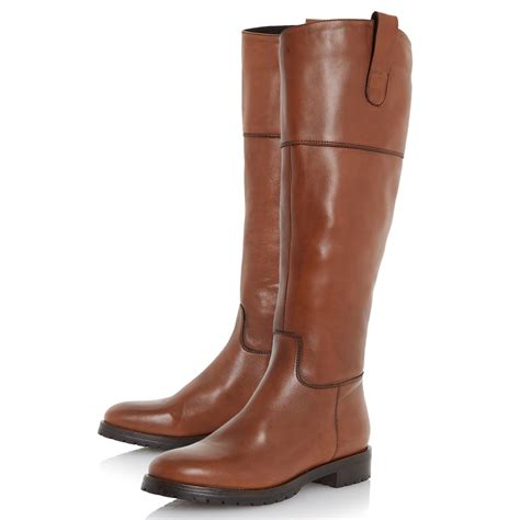Dune Timi Over Knee High Heeled Boots In Brown Brown Leather Lyst