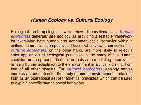 Ppt Human Ecology Vs Cultural Ecology Powerpoint Presentation Free