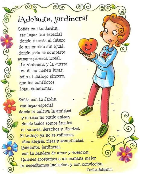 Ideas que mejorarán la intervención docente y a los padres los orientará a mejorar en la educación de sus hijos. Maestra Jardinera Adelante poema