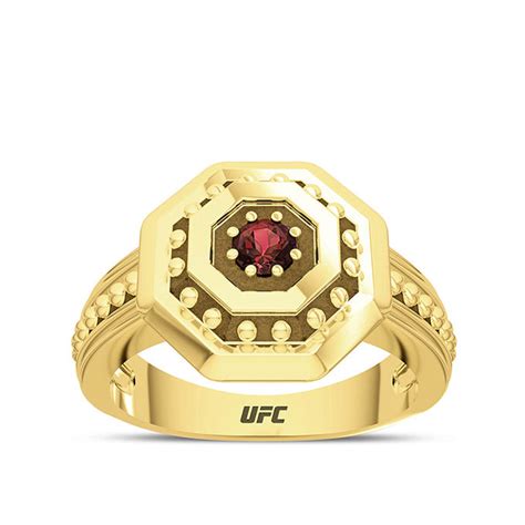 Ufc Premium Octagon 14k Yellow Gold And Garnet Gemstone Ring Ufc Store