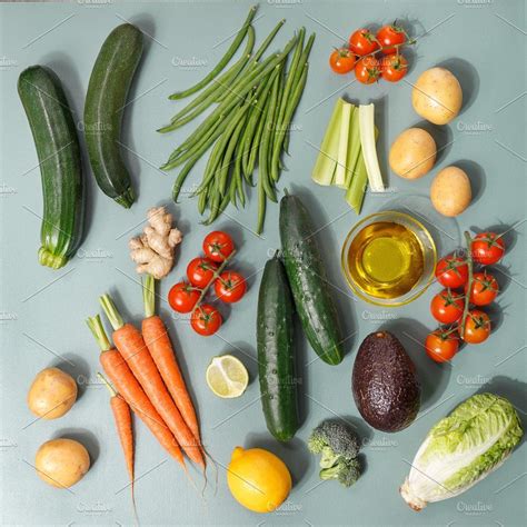 Fresh Raw Tasty Vegetables And Oil Stock Photo Containing Vegetables