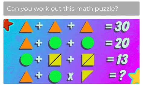 Can You Work Out This Math Puzzle Triangle Circle Square Puzzle