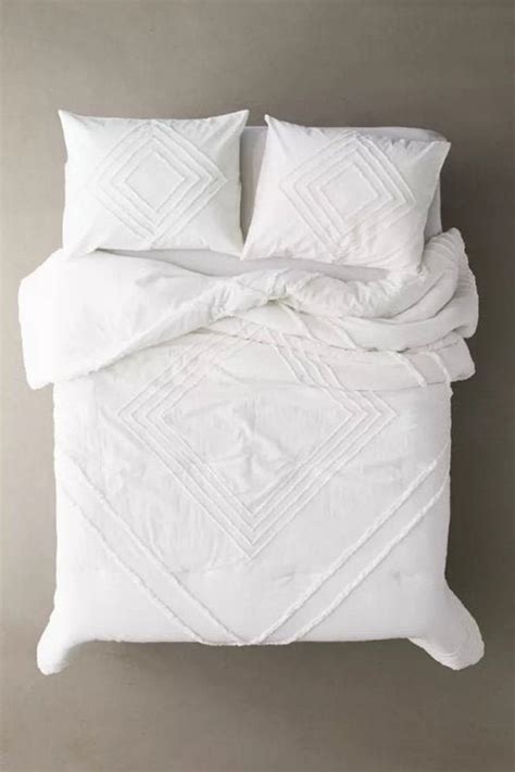 3piece White Tufted Cotton Duvet Cover Set Luxury Tufted Boho Etsy