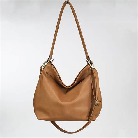 Large Tan Leather Hobo Bag Slouchy Shoulder Purse Laroll Bags