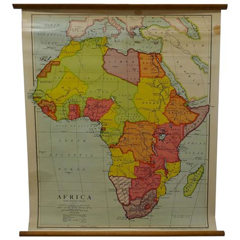 Large University Chart “physical Map Of Africa” By Bacon For Sale At
