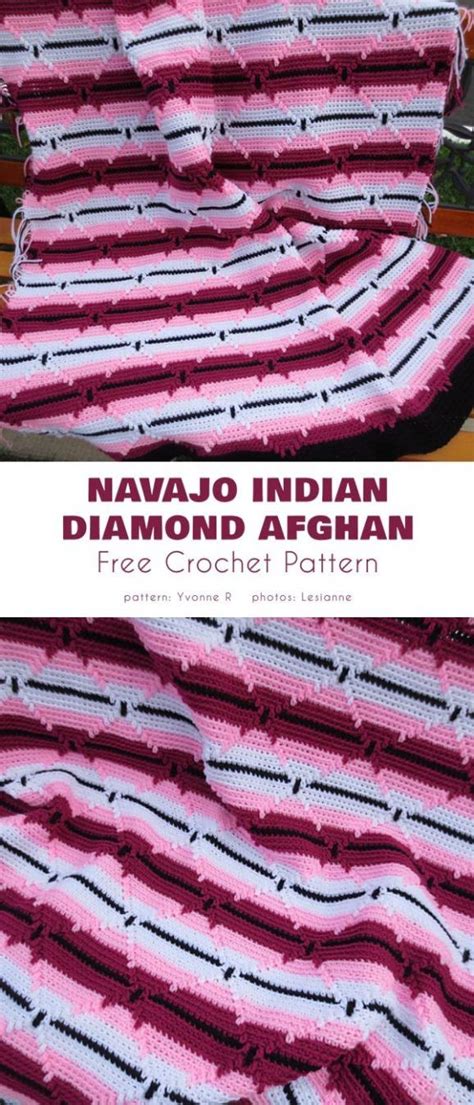Navajo Hopi Nature Diamond Free Crochet Afghan Crochet Ripple Afghan