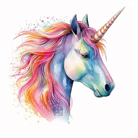Premium Ai Image Painting Of A Unicorn With A Colorful Mane And A
