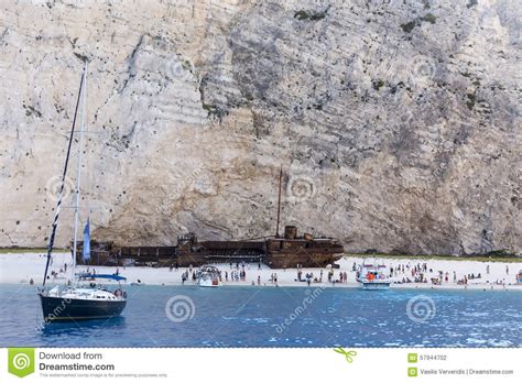 View Of Navagio Shipwreck Beach In Zakynthos Editorial Photography