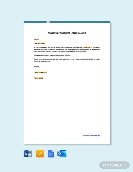 Provide them with your forwarding address preferably before you move. Ownership Transfer Letter Sample Template [Free PDF ...