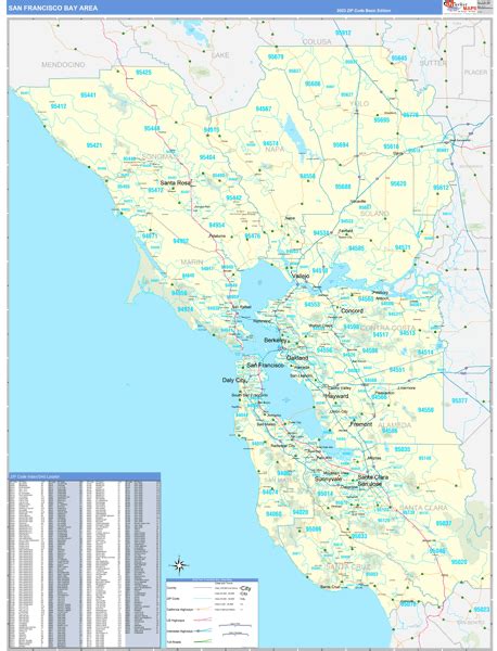 Bay Area Metro Area Ca Zip Code Maps Basic