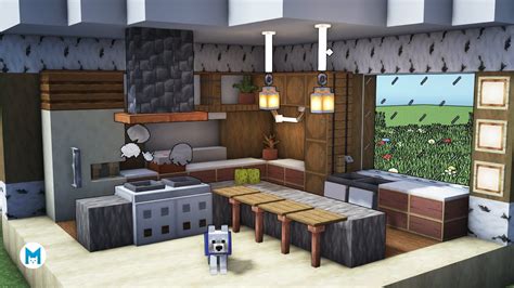 ⚒️ Minecraft How To Build A Modern Wooden Kitchen Tutorial Youtube