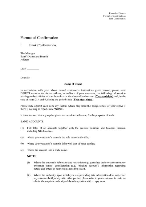 bank audit confirmation letter bank