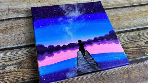 Night Sky Painting Idea Easy Acrylic Painting For Beginner 9 Stars