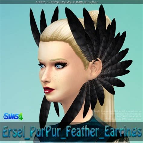 Purpur Feather Earrings By Ersel At Ersch Sims Sims 4 Updates Sims
