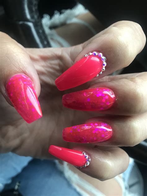 Coffin Hot Pink Nails With Diamonds The Stylish Way To Show Off Your Unique Style The Fshn