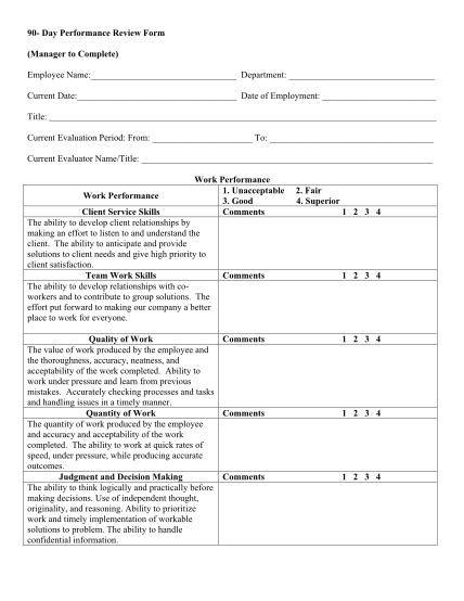 Job Performance Evaluation Form Free To Edit Download Print Cocodoc