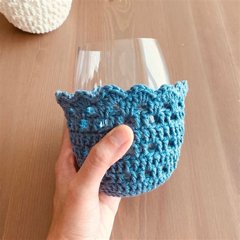 Crochet Wine Glass Cozy Pattern Pdf Stemless2 Sizes Lace Etsy