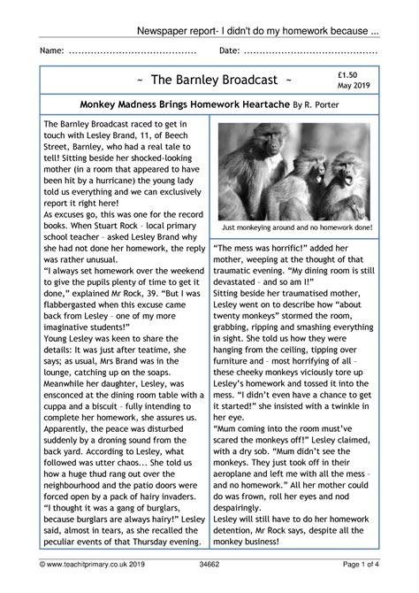 Newspaper article notes this sheet contains bullet pointed notes and a selection of formal and informal quotes. EYFS | KS1 | KS2 | Newspapers | Teachit Primary