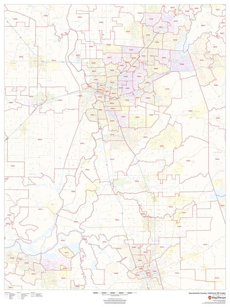 Sacramento County Map California ZIP Codes
