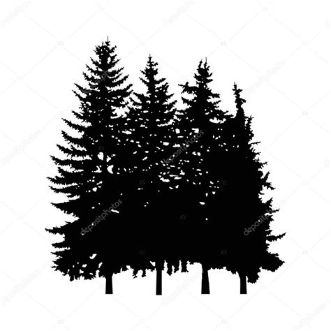 Well you're in luck, because here they come. Silhouette of four pine trees — Stock Photo © YIK2007 ...