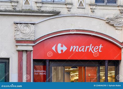 Carrefour Market Town Logo And Text Sign On Supermarket City Brand