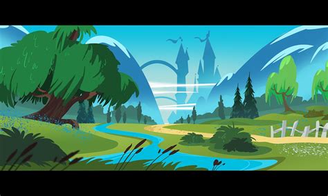 2d Cartoon Landscape Backgrounds On Behance Landscape Background