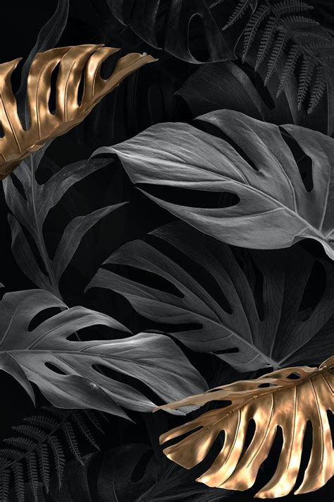 Multiple sizes available for all screen sizes. Gold and black Monstera Deliciosa leaves | premium image ...
