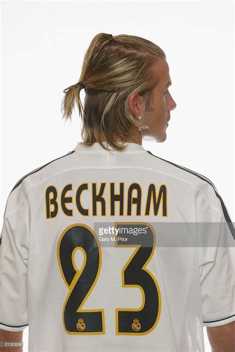 Football Player David Beckham Wears His Real Madrid 23 Shirt On