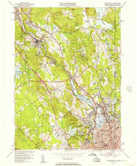 Pawtucket Rhode Island 1949 1957 Usgs Old Topo Map Reprint 7x7 Ma