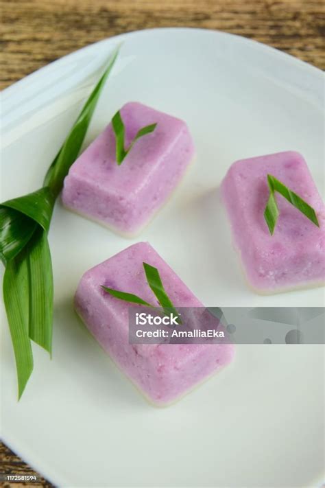 Kue Talam Ubi Ungu Traditional Indonesian Cake Made From Purple Sweet