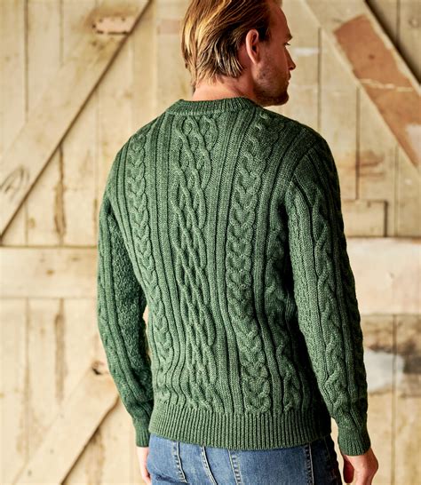Dark Forest Pure Wool Aran Knitted Sweater Woolovers Uk