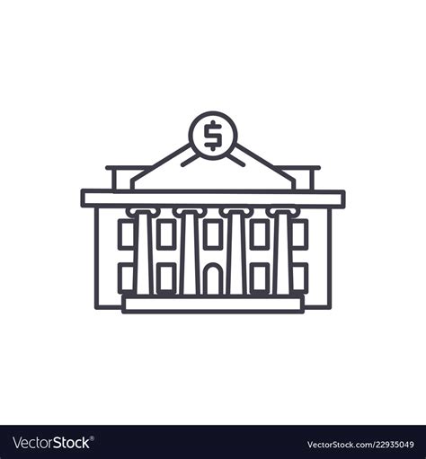 Financial Institution Line Icon Concept Royalty Free Vector