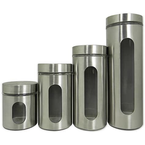 Maybe you would like to learn more about one of these? 4 piece Stainless Steel and Glass Canister Set with Window ...