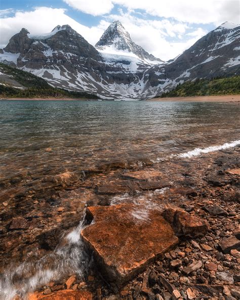 Magog Lake At The Foot Of The Pyramid Shaped Mount Assiniboine Banff Np