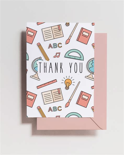 Thank You Teacher Card Teachers Day Greeting Card Teacher Thank You