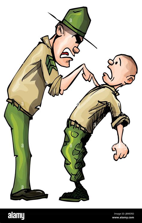 Angry Cartoon Drill Sergeant Screaming In Anger Stock Photo 145004593