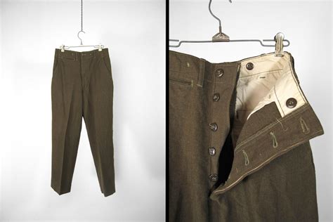 Vintage Wwii Us Army Wool Pants Uniform Trousers 1940s Olive Etsy