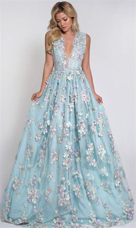 My Fashion Wedding Dress With Pink And Blue Flowers