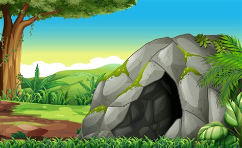 Forest Scene With Cave 445892 Vector Art At Vecteezy