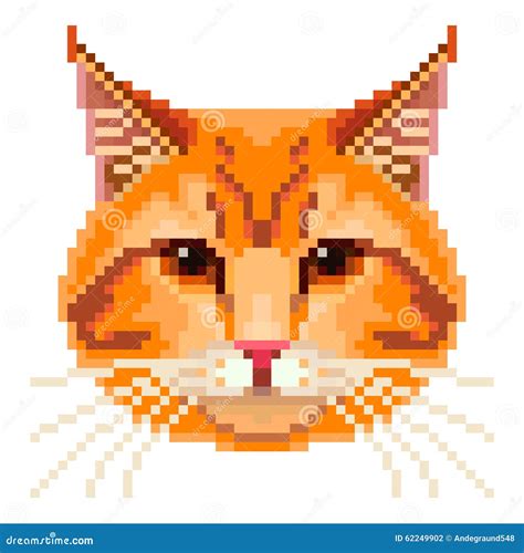 Pixel Red Cat Face Vector Stock Vector Illustration Of Pixel 62249902