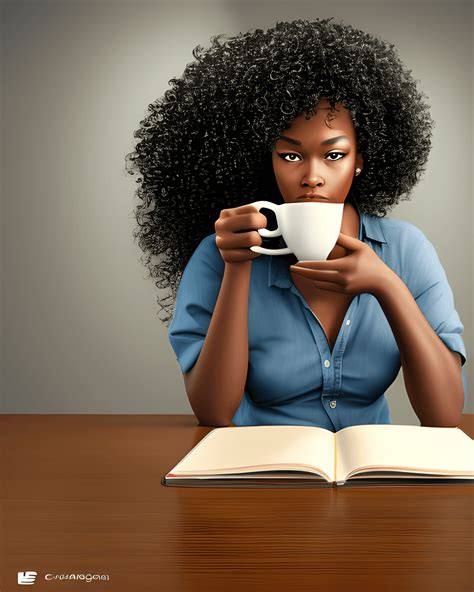 African American Woman With Beautiful Big Curly Hair · Creative Fabrica