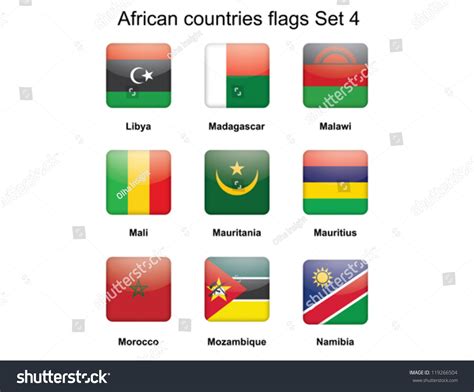 Buttons African Countries Flags Set 4 Stock Vector Royalty Free