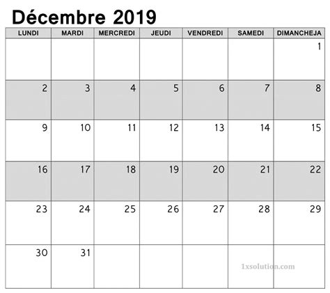 Calendrier 2019 Décembre Avec Notes