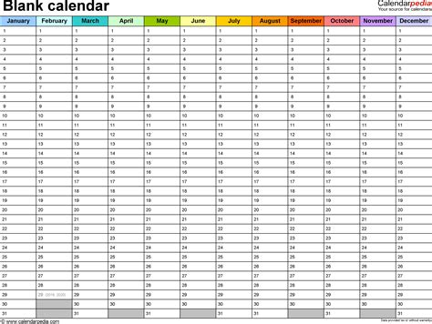 12 Month Calendar On One Page Template Calendar