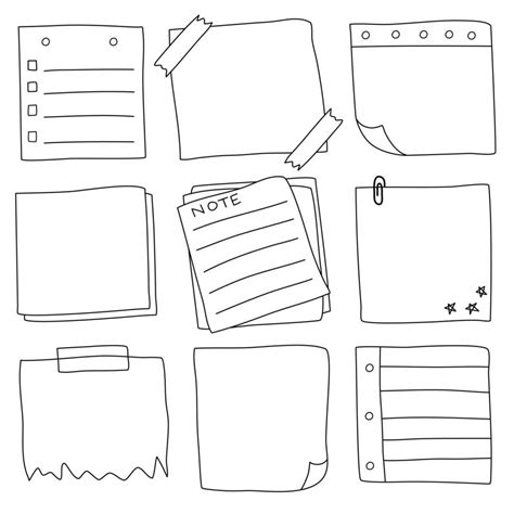 Hand Drawn Doodle Notepaper Sticky Note Vector Illustration 26071939