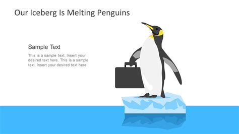 Our Iceberg Is Melting Penguin Illustrations For PowerPoint SlideModel