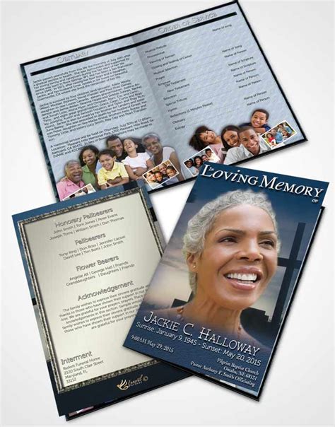 Cross In The Sky Bifold Order Of Service Obituary Templates