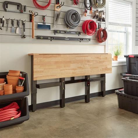 Husky Ready-To-Assemble 6 ft. Folding Adjustable Height Solid Wood Top