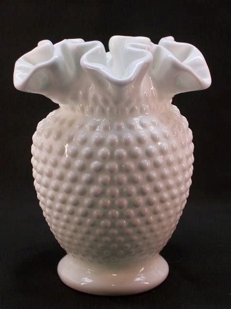 Vintage Fenton Milk Glass Hobnail Vase Unmarked By Garagesaleglass
