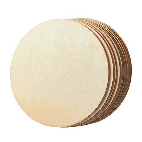 10 Pack Unfinished Wood Cutouts 8 Diameter 01 Thick Wooden Round